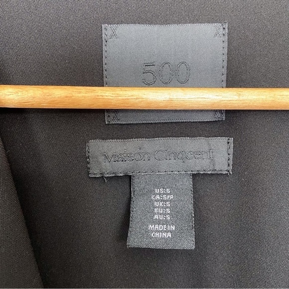 Maison Cinqcent500 black dress true wrap luxury long sleeve waist tie belt Small - Picture 6 of 16